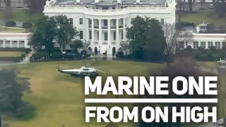 Looking down on Marine One as it comes into the White House