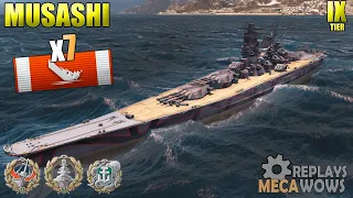 Musashi 7 Kills & 201k Damage | World of Warships Gameplay 4k