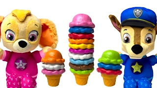LEARN COLORS Paw Patrol Baby Chase & Skye Matching Colors Ice Cream Scoops for Kids!
