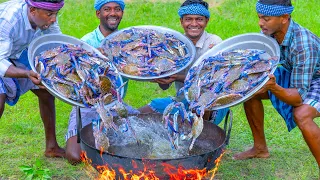 CRABS in HOT OIL | Crabs Fry | Malaysian Chilli Crab Recipe Cooking In Indian Village | Seafood