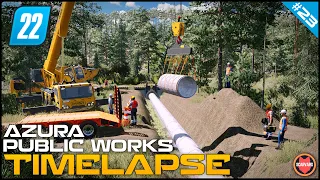 🚧 Lifting & Laying Pipes, Using Zip Line On Adventure Park ⭐ FS22 Azura Public Works Timelapse