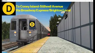 OpenBVE Throwback: D Train To Coney Island Via Broadway Express/Brighton Local (R68A)(1980s)