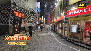 4k japan travel 2024 l Snowstorm Walk in Shibuya (渋谷) Tokyo japan | Relaxing Natural ambience