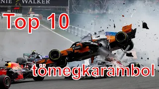 Top 10  tömegkarambol a  Forma-1-ben