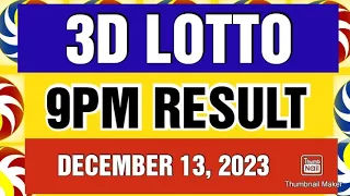 3D LOTTO SWERTRES RESULT TODAY 9PM DRAW DECEMBER 13, 2023 PCSO 3D LOTTO RESULT TODAY