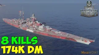 World of WarShips | Bismarck | 8 KILLS | 174K Damage -  Replay Gameplay 4K 60 fps