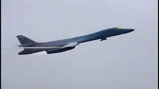 B-1 departs with wing wave #hd