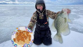 24 Hour Ice Camping Crappie Catch N' Cook!