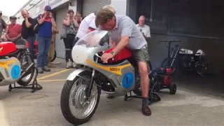 Original 1967 ex-Mike Hailwood factory Honda six RC174 start up - worlds loudest bike!