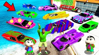 GTA 5 : Shinchan , Pinchan & Franklin Collecting Rare Cars In Tsunami In GTA 5 ! (GTA 5 Mods)