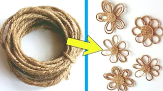 How To Make Jute Flower | DIY Rope Flower | Jute Rope Craft Ideas, How To Make Flower With Jute Rope