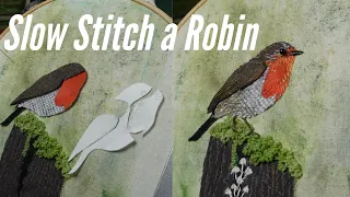 Slow Stitch a Robin using your Fabric Scraps and Easy Straight Stitching