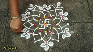 Tuesday Rangoli Designs🌺5x3 dots Vijaya Dasami Muggulu🌺Side Border rangoli Designs 🌺Navratri Kolam