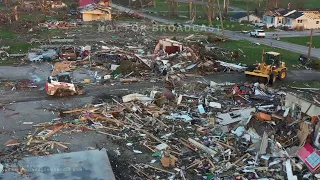 04-01-2023 Sullivan, IN - Extreme Tornado Damage Slabbed Homes Mangled Cars-Drone