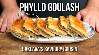 CRISPY & FLAKY Phyllo Goulash - Baklava but make it SAVORY