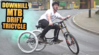 INSANE DOWNHILL MTB DRIFT TRICYCLE - KICKER RAMP SENDS AND DRIFTING