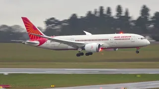 (4K) Plane spotting at Birmingham airport - Rainy afternoon action filmed out of the terminal (4K)