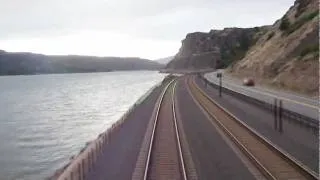 High-speed train through the Columbia Gorge