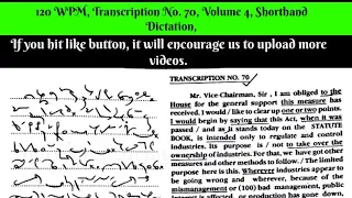 120 WPM, Transcription No  70, Volume 4 Shorthand Dictation, Kailash Chandra,With ouline & Text