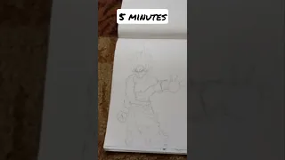 How to Draw Goku in 15 seconds, 30 seconds, 1 minute, 5 minutes, 10 minutes, 1 hour #shorts
