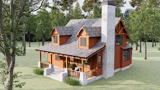 27'x33' (9x10m)  Charming Cottage House Ideas: 3 Bedrooms with Amazing Experiences