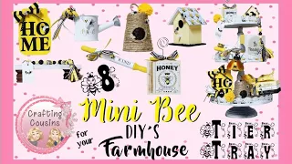 MINIATURE BEE THEMED DIY'S 4 YOUR TIERED TRAY | Bee Skep Tutorial | Mason Jar Home Sign | Birdhouse