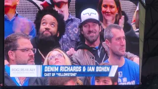 Denim Richards & Ian Bohen cast of Yellowstone at Dallas Mavericks vs Los Angeles Clippers 11/15/22
