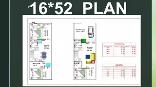 16×52 house plan , home plan , naksha , vastu,  with parking , House Plans with measurements,