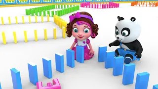 Pinky and Panda Play with Domino Blocks - Learn Shapes for Kids