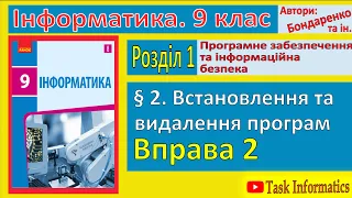 Вправа 2. Встановлення та видалення програм | 9 клас | Бондаренко