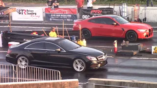 BMW M4 vs Mercedes CLS 550, Scat Pack Challenger & C6 Corvette Grand Sport 1/4 Mile