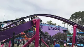 Sideview of Tidal Twister at Seaworld San Diego, with all carts full ( HD - POV )