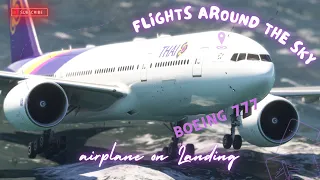 Very CROSSWIND BIG Plane Landing!! Thai Airways Boeing 777 Landing at Los Angeles Airport