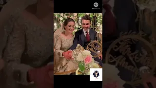 Minal khan & Ahsan Ikram cake cutting on their Valima #minal khan shorts #minal khan wedding shorts