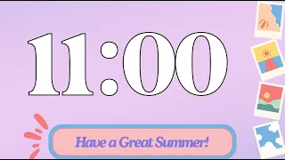 11 Minute Cute Happy Summer Classroom Timer (No Music, Electric Piano Alarm at End)
