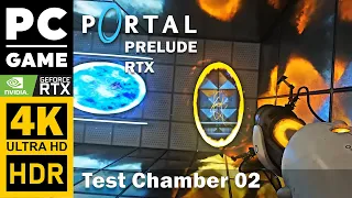 Test Chamber 02 | Portal: Prelude RTX | Walkthrough, No Commentary, 4K, RTX