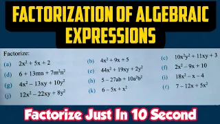 Factorization of Algebraic Expressions || Factorization of Quadratic Equation | Factorization Method
