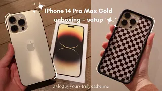 iPhone 14 Pro Max ( gold ) unboxing  with MagSafe Clear Case, accessories, setup & camera test!