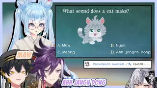 Ketika bu guru Kobo bertanya bagaimanakah suara kucing, tapi ada pilihan "Ahh jangan dong"
