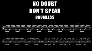 No Doubt - Don't Speak - Drumless (with scrolling drum sheet)
