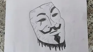 How to draw a hacker mask  | V for Vendetta drawing