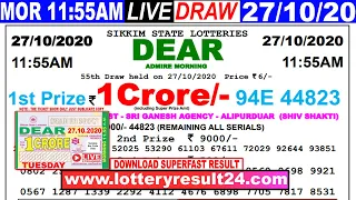 Lottery Sambad Live result 11:55am Date 27.10.2020 Dear morning SikkimLive Today Result lotterykhela