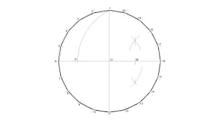 Icoságono regular inscrito en una circunferencia (20 lados)