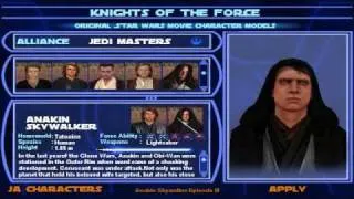 Jedi AcademyKOTF Charactors part 1 Sith Lords & Jedi Masters