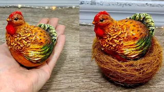 Как сделать 🐔КУРОЧКУ из ВАТЫ. Поделки своими руками. МАСТЕР-КЛАСС. COTTON WOOL CHICKEN craft.DIY.