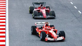 Ferrari F1 2022 F1-75 vs Ferrari F1 2004 at Baku