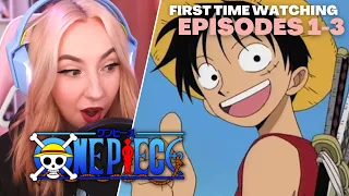 FIRST TIME WATCHING ONE PIECE! | One Piece Episode 1, 2 & 3 Reaction