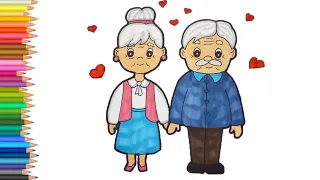 Как нарисовать бабушку и дедушку Рисунок ко дню пожилого человека. День бабушек и дедушек нарисовать