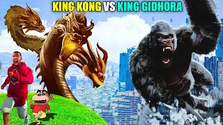 KING-KONG V/S KING-GHIDORAH with SHINCHAN and FRANKLKIN in GTA 5 | THUGBOI MAX