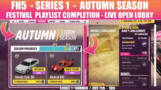 LIVE OPEN LOBBY - FH 5 - AUTUMN FESTIVAL PLAYLIST HOW TO COMPLETE FH5 SERIES 1 FESTIVAL PLAYLIST